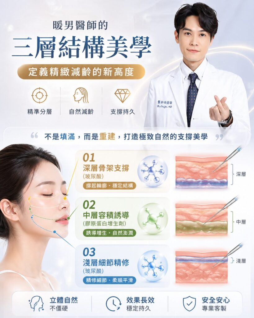 暖男醫師介紹三層結構美學，玻尿酸與膠原蛋白增生劑效果
