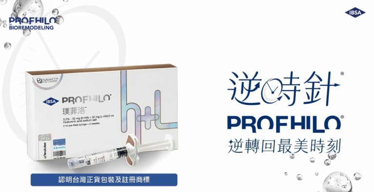 Profhilo®逆時針(Timeless)抗衰老治療盒和注射器。 逆轉最美時刻。